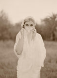 Cotton gauze veil with lace embroidered edges - Style #306