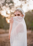 Cotton gauze veil with lace embroidered edges - Style #306