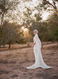 Cotton gauze veil with lace embroidered edges - Style #306