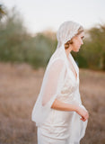 Cotton gauze veil with lace embroidered edges - Style #306