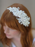 Beaded floral and lace headband - Style # 326