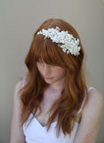 Beaded floral and lace headband - Style # 326