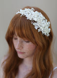 Beaded floral and lace headband - Style # 326