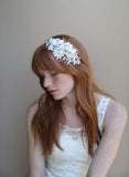 Crystal white beaded headband - Style # 341