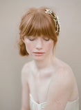 Beaded brass flower and rhinestone headpiece - Style #344