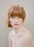 Beaded brass flower and rhinestone headpiece - Style #344